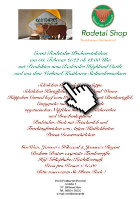 Event Rodetaler Probierstübchen 03.02.2023 Restaurant Rodetal